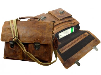 Kožená taška cez rameno - aktovka - Landleder Rugged-Hide June (Briefcase-Flesize Unisex)