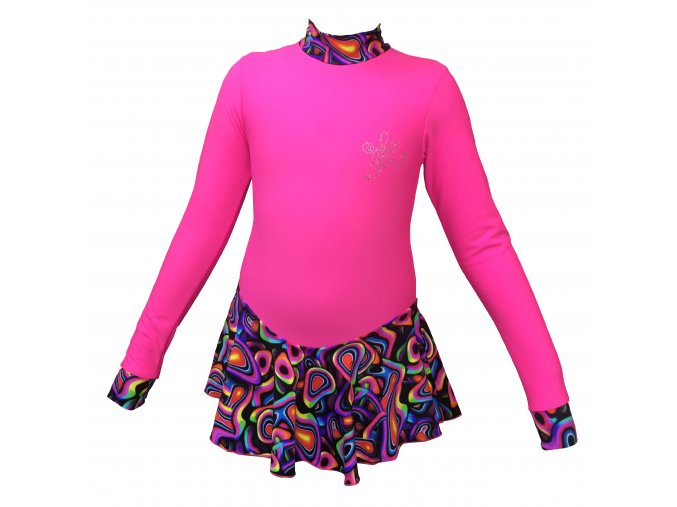 Krasobruslařské THERMO šaty ICEDREAM - neon růžové