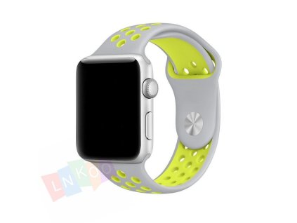 175136 nike silikonovy vymenitelny pasek reminek pro apple Watch Series 5 40mm stribrny zluty