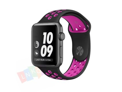 175109 nike silikonovy vymenitelny pasek reminek pro apple Watch Series 7 41mm cerny ruzovy