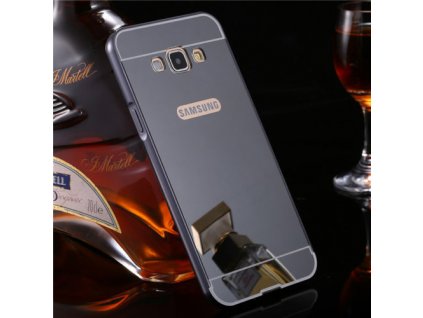 173588 luxusni kovove zrcadlove pouzdro pro samsung galaxy e7 e700f cerne