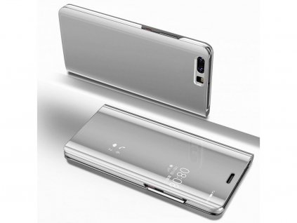 Zrcadlové flipové peněženkové pouzdro MIRROR pro Huawei P10 - stříbrné