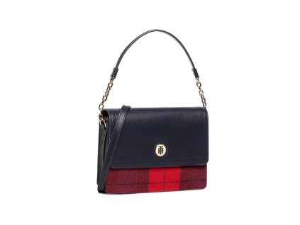 3340 tommy hilfiger kabelka honey shoulder bag check aw0aw09058 tmavomodra