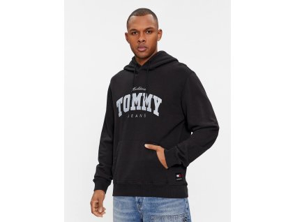 Tommy Jeans -Mikina Varsity;Čierna Regular Fit (Veľkosť M)