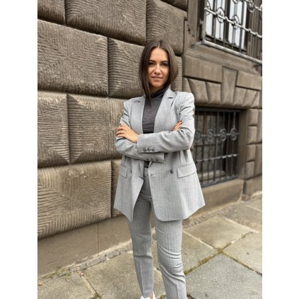 Dámské sako s příměsí vlny Twinset - 252TP2630 šedé