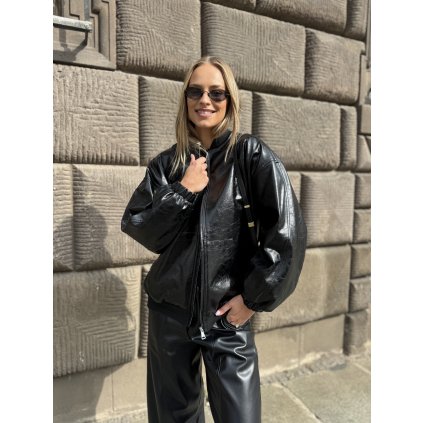 Dámská bomber kožená bunda Twinset - 252AQ2010 černá