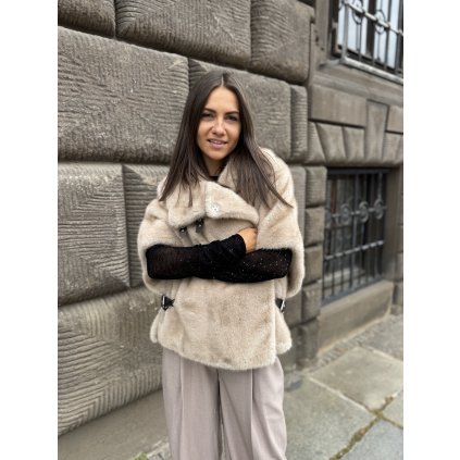 Dámská vesta s umělým kožíškem Pinko COMODINO - 103837 A2PI béžový