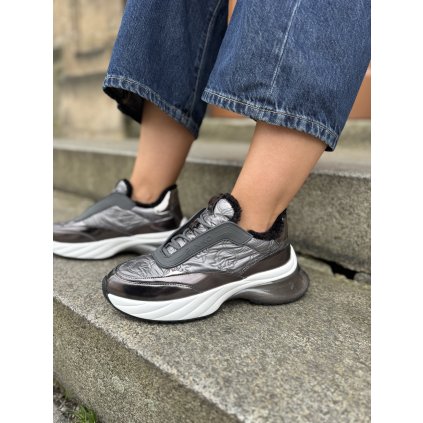 Dámské tenisky s kožíškem Pinko ARIEL 19 - SS0097T042 šedé