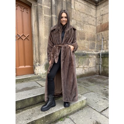 Kabát Twinset z umělé kožešiny - 252AT2190 hnědý