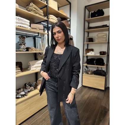 Dámské sako s kamínky Twinset - 252AT2010 černé