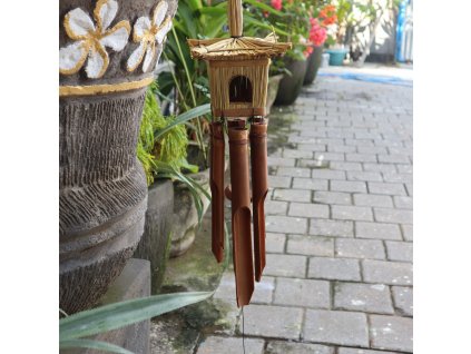 Čtvercová Ptačí Budka z Mořské Trávy se Zvonkohrou 49x15cm