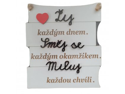 Dřevěná cedulka - Žij každým dnem