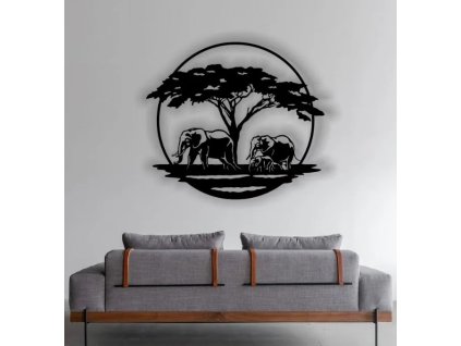 Elephant family panel E0012782 file cdr and dxf free vector download for laser cut plasma