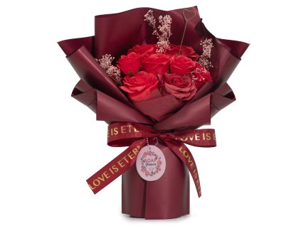 Velká kytice červených růží - Láska je věčná - dárková karta