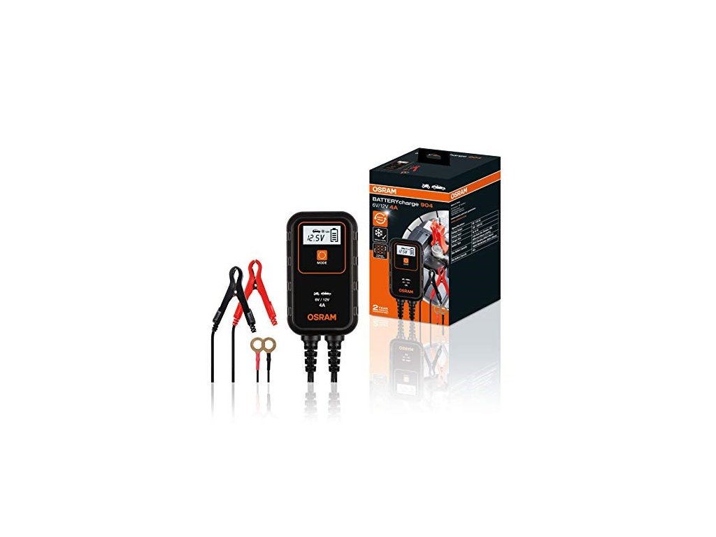 BATTERYcharge 904 charger, charging voltage: 6/12 V OSRAM, charging current: 4A, supply voltage: 230V, battery type: AGM/Li-Ion/VRLA