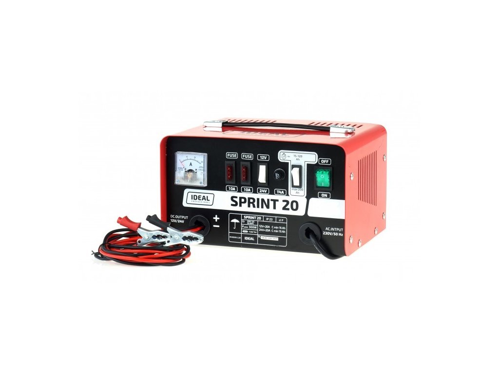 Charger SPRINT 20, charging voltage: 12/24 V IDEAL, charging current: 20A, supply voltage: 230V, battery type: Ca/Ca