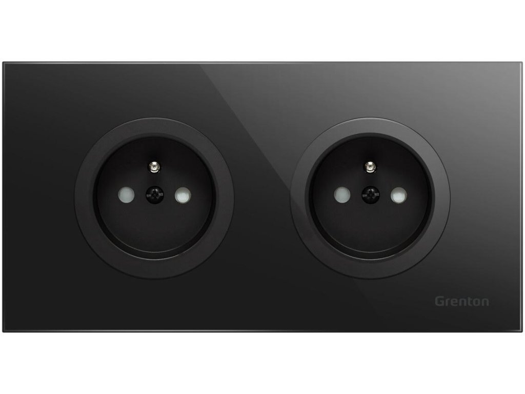 Double socket type F SOCKET black Grenton