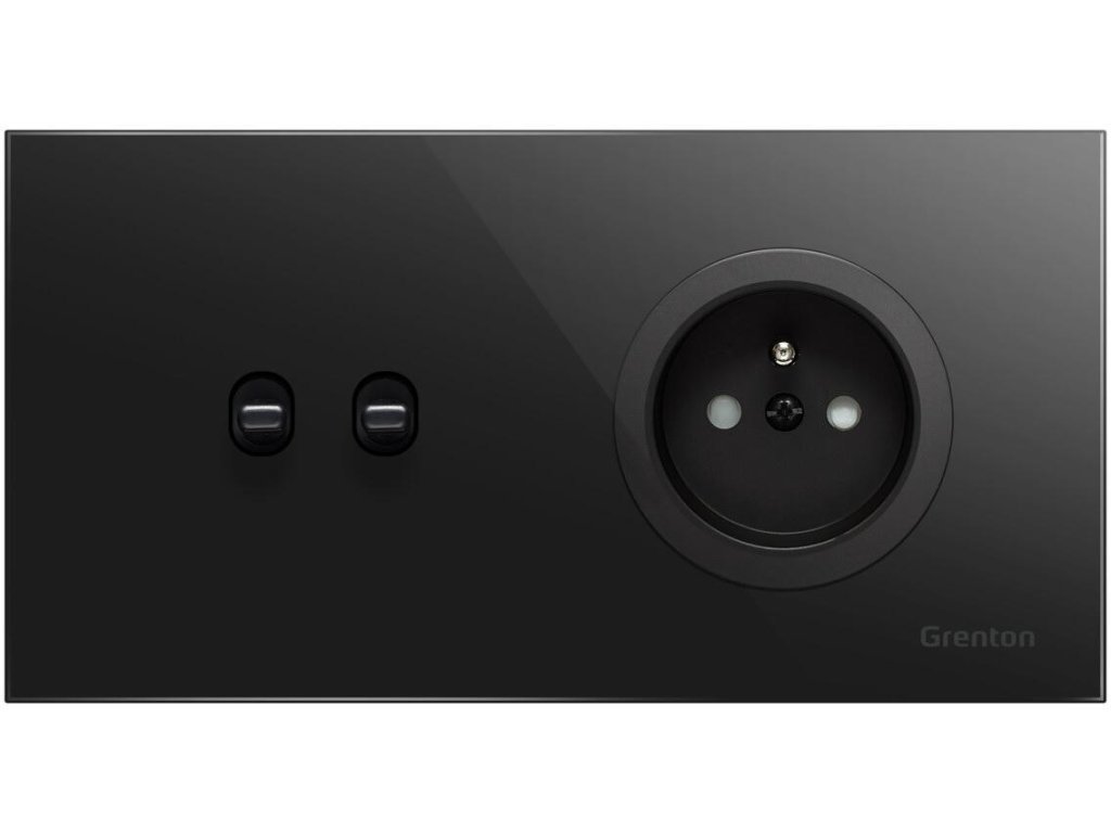 Socket type F SOCKET+SWITCH black Grenton