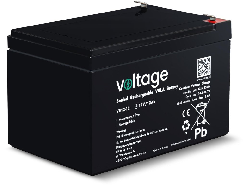 AGM Battery Voltage 12V 12Ah VE12-12 (Lifespan 6-9 Years)