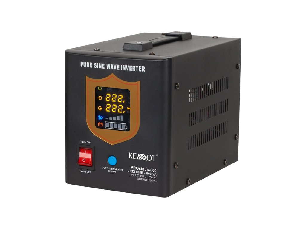 Uninterruptible power supply KEMOT PROsinus-800 converter with pure sine wave and charging function 12V 230V 800VA/500W - black color