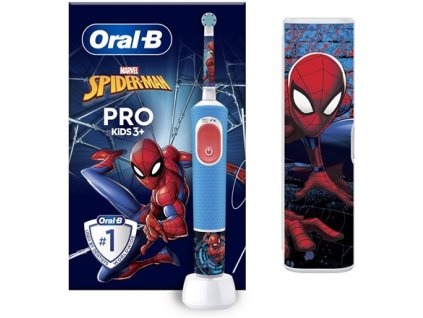 Oral-B | Vitality PRO Kids Spiderman | Electric Toothbrush with Travel Case | Rechargeable | For children | Blue | Number of brush heads included 1 | Number of teeth brushing modes 2
