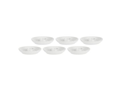 Set of 6 Uova Egg Plates - White, 12 cm