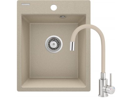 Granite sink with 1-bowl faucet