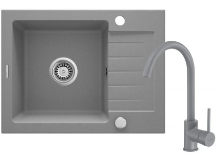 Granite sink with 1-bowl faucet with drainer