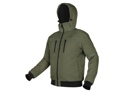 Insulated jacket with hood OUTDOOR, green, size XL