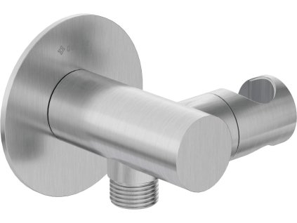 Round angled connector with handset holder