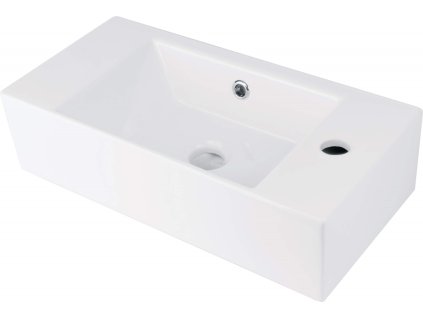 Countertop ceramic washbasin with space for a tap - right