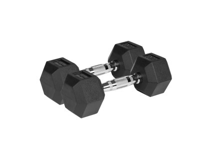 Rubberized cast iron dumbbells HEX 2x4 kg REBEL ACTIVE