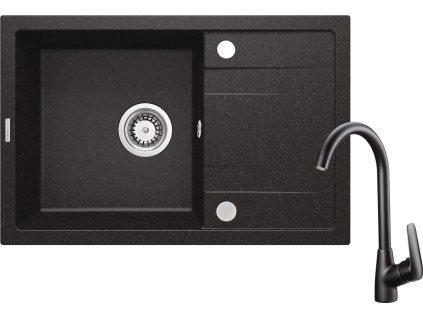 Granite sink with 1-bowl faucet with drainer