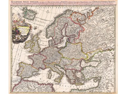 Mapa Evropy během zatmění slunce IDEAPRINTcz