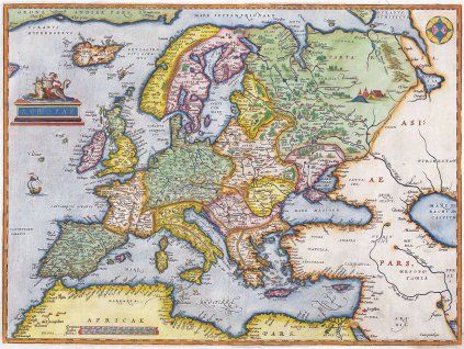 Mapa Evropy Abraham Ortelius (1572) IDEAPRINTcz