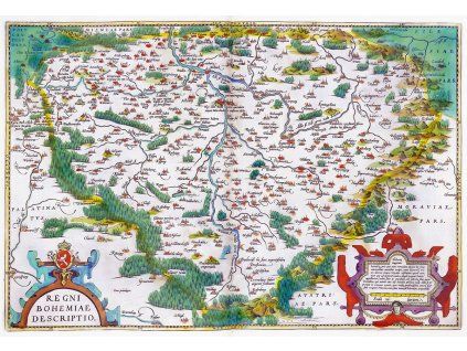 Mapa Čech Abraham Ortelius (cca 1608) IDEAPRINTcz