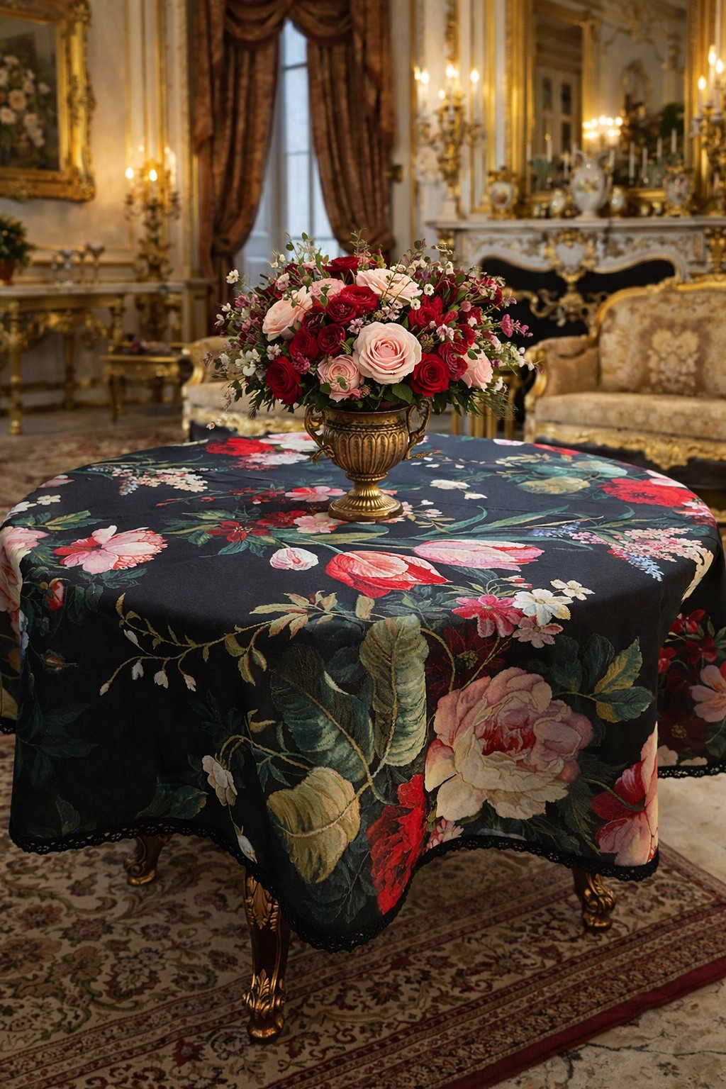 Gobelínový ubrus s květy