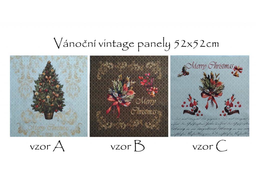 Bavlněný panel - SERIE VÁNOCE VINTAGE  II.