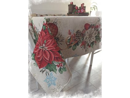 Gobelínový vánoční ubrus 140x180cm VÁNOČNÍ HVĚZDY