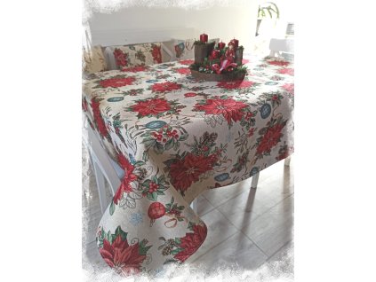 Gobelínový vánoční ubrus 140x180cm VÁNOČNÍ HVĚZDY
