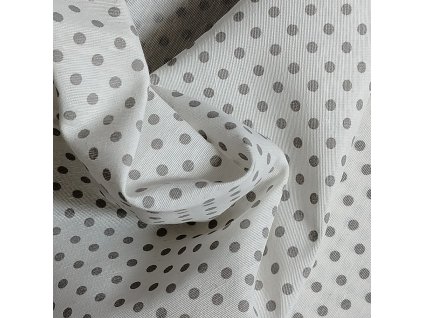 látka - metráž dovoz Francie / Šedý puntík na bílé