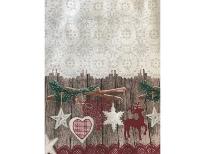 látka - metráž dovoz Francie / Vánoční látka - krajka s tištěnou bordurou