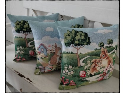 Gobelínový povlak na polštář - VELIKONOČNÍ ZAJÍČCI