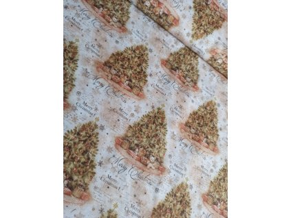 látka - metráž dovoz  Španělsko / vánoční stromečky a medvídci