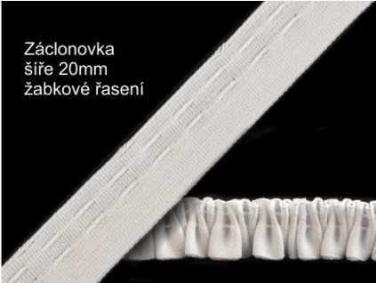 Řasácí páska na záclony a závěsy šíře 20mm