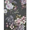 látka - metráž dovoz Španělsko / Romantické růže na antracitové