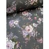 látka - metráž dovoz Španělsko / Romantické růže na antracitové