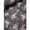 látka - metráž dovoz Španělsko / Romantické růže na antracitové