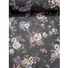 látka - metráž dovoz Španělsko / Romantické růže na antracitové