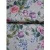 látka - metráž dovoz Španělsko/ Vintage růže a pomněnky